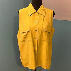 Vintage Silk Essentials Sleeveless Button-Down Shirt Size Large